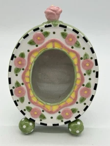 Mary Engelbreit Oval Spring Rose Desktop Green & Pink Picture Frame VTG - 2000 - Picture 1 of 8