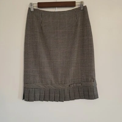 Harolds Straight Skirt Size 4 Wool Blend Plaid Check Bow Pleated Lined  - Image 1 of 4