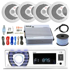 Receiver, 4x 6.5'' Speakers, Amp, Amp Install Kit, 18G 50 FT Wire, Antenna - Picture 1 of 8