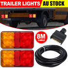 2 Led Trailer Lights Kit Tail Lamp Pair Plug 5 Core Wire Caravan Boat 7 Pin Flat