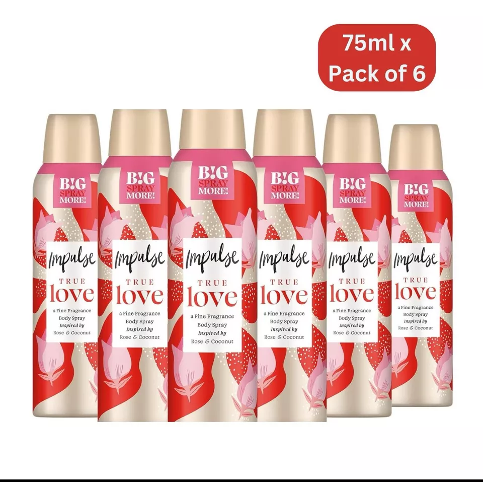 Impulse True Love Body Spray Deodorant Pack of 6 x 75 ml