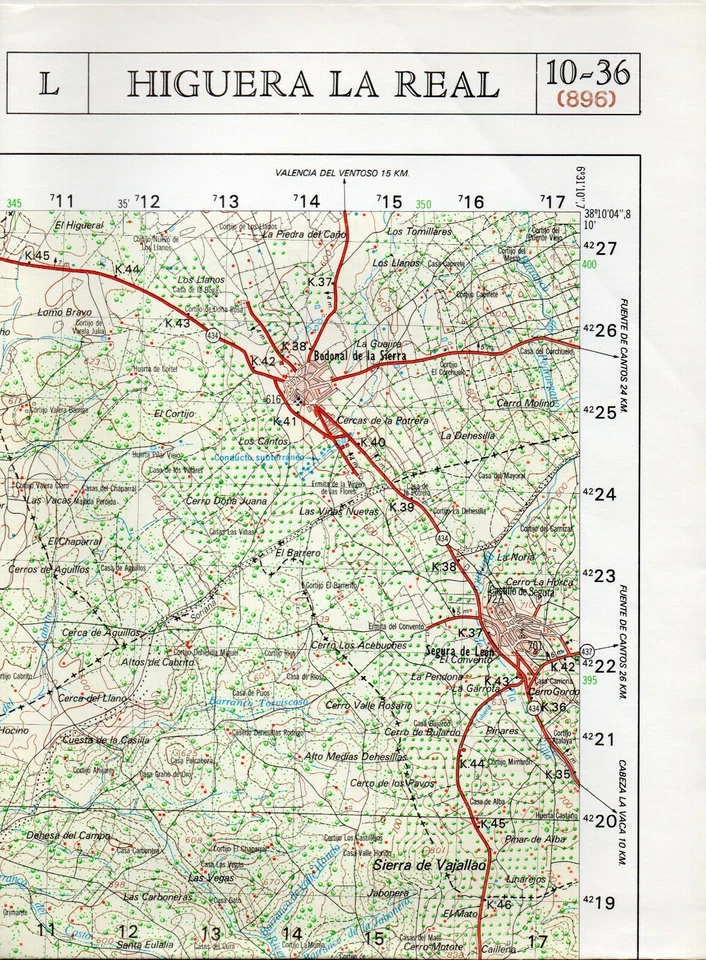 MAPA TOPOGRAFICO "HIGUERA LA REAL" 896 (10-36) ESCALA 1:50000 # 1197 - Imagen 1 de 1