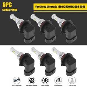 For 2004-2006 Chevy Silverado 1500/2500 LED Fog Light Bulbs Combo+Headlight - Picture 1 of 9