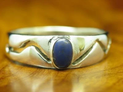 925 Argento Sterling Anello Con Lapislazzuli Ricoperto / Vero Argento/2,6g/RG54 - Immagine 1 di 3