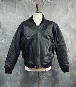 Mirage Vintage Men's Black Leather Bomber Jacket size XL - Picture 1 of 8