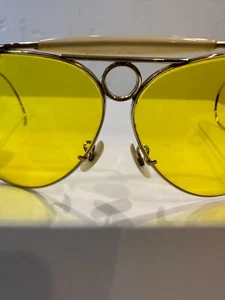 Ray Ban B & L Kalichrome 12K GF Bullet Hole Shooter Aviator Yellow Sunglasses - Picture 1 of 20
