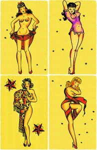 Sexy Pin Up Girls Vintage Matrose Jerry Stil Tattoo traditioneller Blitzdruck Kunst - Bild 1 von 1