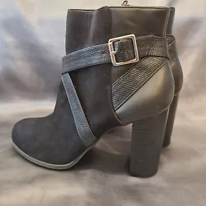 Christian Siriano Booties Boots Womens Size 10 Black Heeled Ankle Block High - Picture 1 of 10