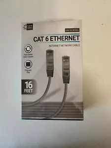 New Cat 6 - 16ft Cord Cable 250mhz Ethernet Internet Network LAN Gray - Imagen 1 de 2