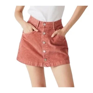 New Free People Ray Mini Cord Skirt Women's 10 Button Front Pockets In Myrrh - Picture 1 of 7