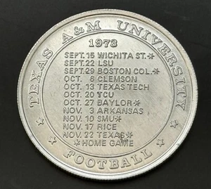 Texas A&M University Football NCAA 1973 Schedule Calendar Token Coin - Picture 1 of 2