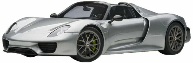 AUTOart Porsche 918 Spyder Diecast Model Car - Silver Metallic, 1/18 Scale