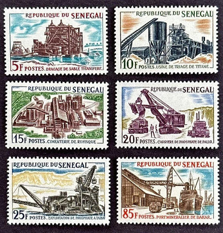 Senegal 1964 Set of 6 MNH OG Sc #230-35 Industries Titanium, Cement, Minerals Cover