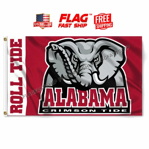Alabama Football Crimson Tide 3x5 ft Flag Banner ROLL TIDE FREE Shipping NCAA Cover