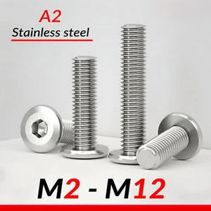 A2 Allen Hex Hexagon Socket Ultra Thin Flat Wafer Head Screw Bolt M2 M2.5 - M12 - Picture 1 of 130