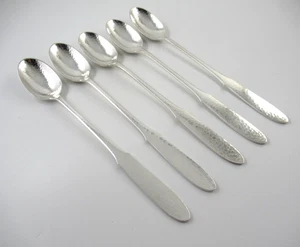 Georg Jensen MERMAID Denmark 5 Iced Tea Spoons EPNS Silverplate Flatware - Picture 1 of 5