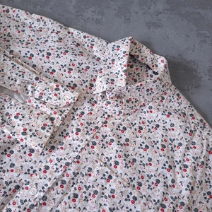 Relco Shirt Men's Large Ivory Grey Red Cotton Floral Long Sleeve Button-Down - Picture 1 of 11