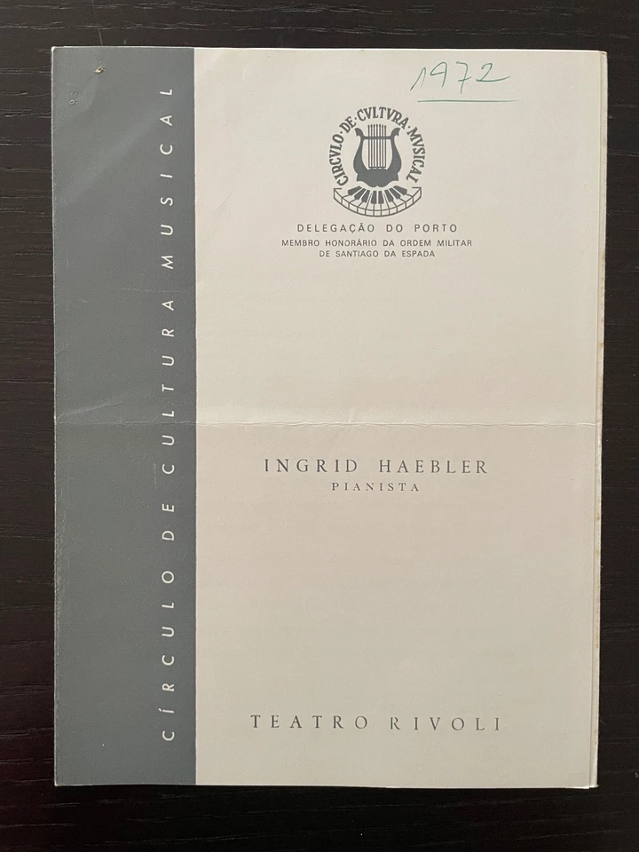 Programa de recitales de piano Ingrid Haebler 20/04/1972 Haydn Beethoven Mozart Schubert Foto 1 de 1