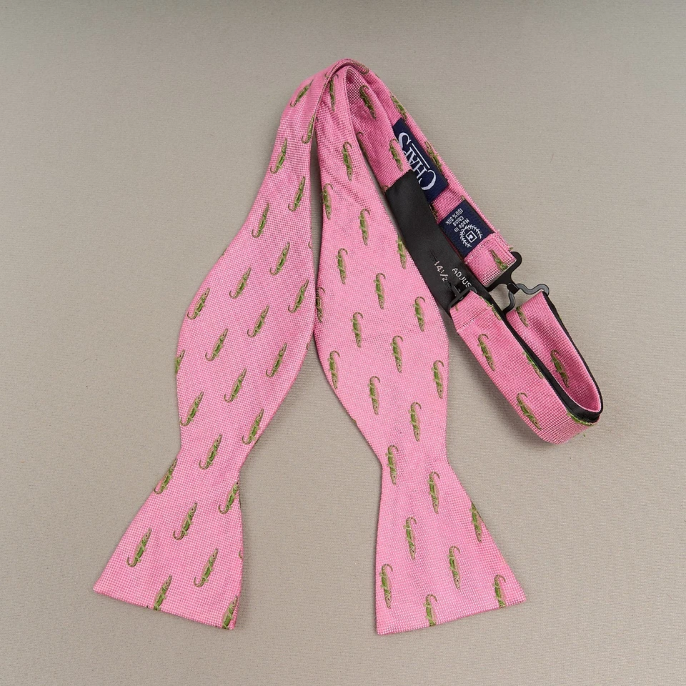 Chaps Silk Bow Tie Pink Alligator Crocodile Pattern Adjustable Self-Tie Hook - Image 1 of 4