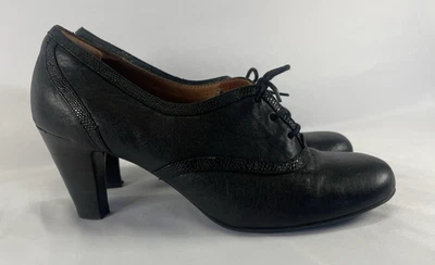 Sofft Leather Lace Up Pumps 8.5M Black Oxford Heels Victorian Dark Academia - Image 1 of 4