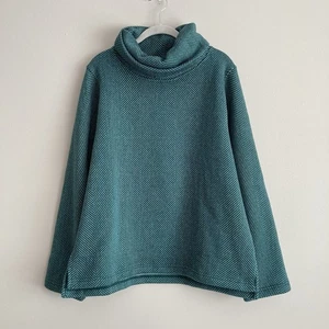 J. Crew Plus Size 2x Long Sleeve Funnel Neck Pullover Sweater Green Herringbone - Picture 1 of 9