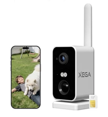 Xega 4G LTE Portatile Telecamera con SIM - 2K Sorveglianza Wifi Notturna - Immagine 1 di 4
