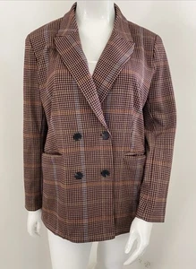 Sussan XXL 18 Plaid Check Tweed Houndstooth Double Breast Blazer Jacket Pockets - Bild 1 von 16