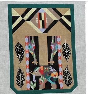 AFRICAN TRI FOLDED CLUTCH Handpainted NEEDLEPOINT  Canvas by Melissa Prince - Picture 1 of 1