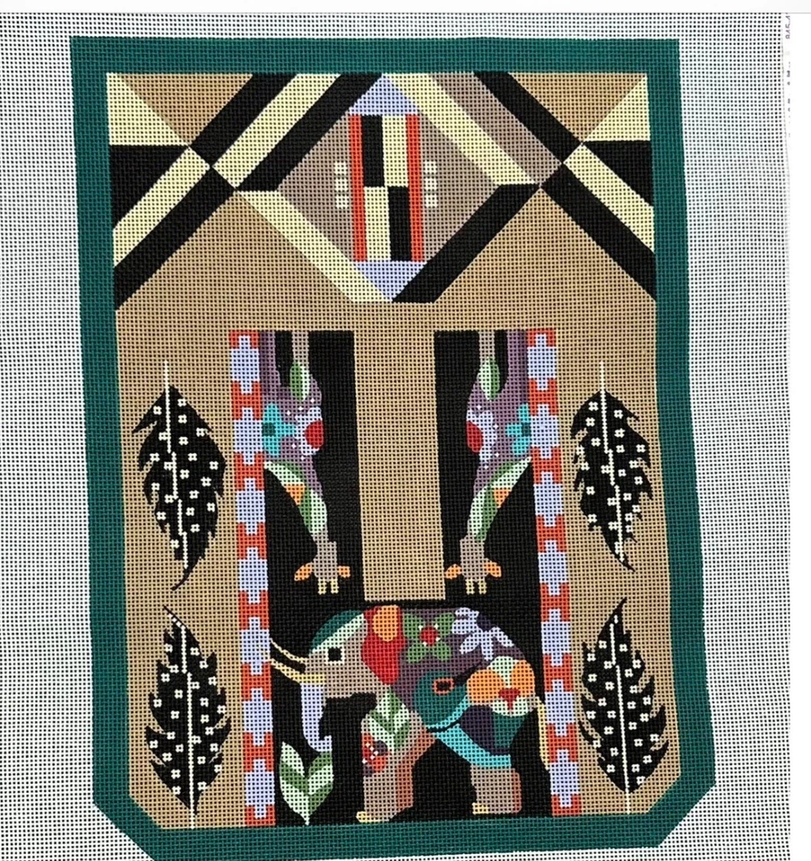 AFRICAN TRI FOLDED CLUTCH Handpainted NEEDLEPOINT  Canvas by Melissa Prince - Image 1 of 1