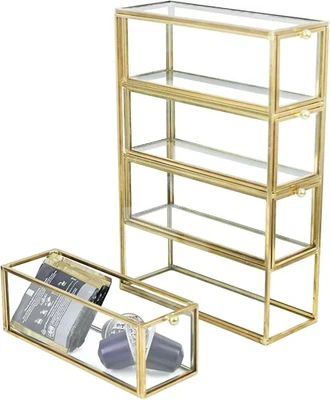 Clear Storage Glass Box Stackable Storage Drawers for Makeup Jewelry Art Crafts - Image 1 of 4