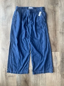 GAP Ultrasoft Denim Wide Leg Pants Blue Size 14R NWT Zip Fly Trouser - Picture 1 of 5