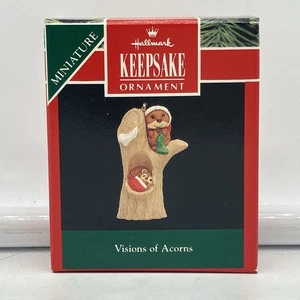 1992 Hallmark Keepsake Miniature Ornament Visions Of Acorns - FREE SHIPPING - Picture 1 of 4