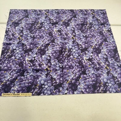 farmers market rjr fabrics quilting cotton purple grapes fruit 25x43 - Image 1 of 4