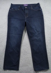 NYDJ Womens Jeans Size 14 Blue Denim Straight Leg Lift Tuck Stretch High Rise - Picture 1 of 18