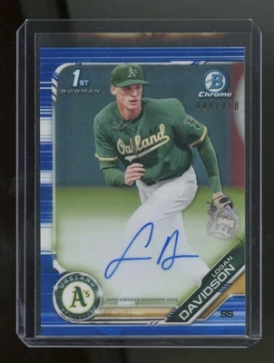 Logan Davidson 2019 Bowman Draft Blue Refractor 1st Prospect Autograph Card /150 - Image 1 of 2