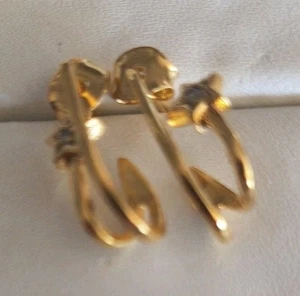 22K Gold Overlay Sterling Silver with Diamond (Rnd) Earrings (with Push Back) - Picture 1 of 2