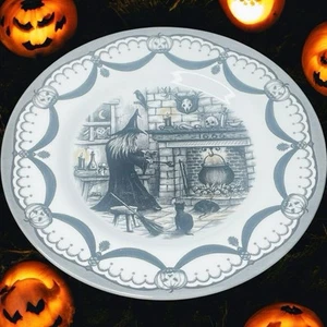 Plato de ensalada Royal Stafford Inglaterra Halloween embrujado bruja malvada caldero - Imagen 1 de 10