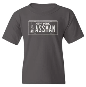 Kramerica Industries License Plate Assman Funny TV Youth Unisex T-shirt - Picture 1 of 3
