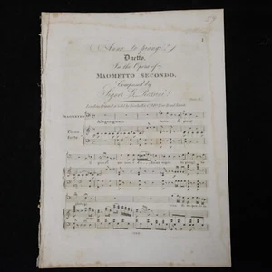 antique songsheet ANNA TU PIANGI maometto secondo , rossini , c.1828 - Picture 1 of 2