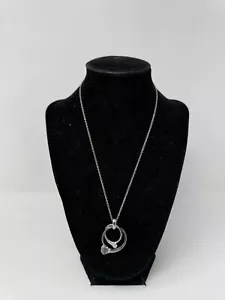 Gucci 18k 750 White Gold French Horn Pink Quartz Multi Ring Necklace 17.5" Inch! - Picture 1 of 10