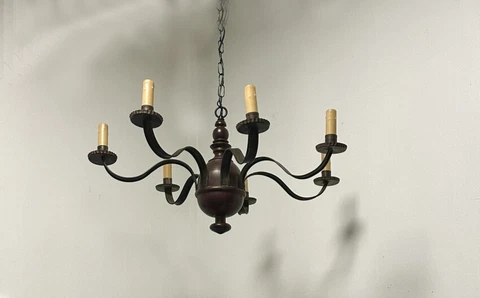 Vintage colonial 7 arm chandelier Richard D. Scofield of Period Lighting Fixture Cover