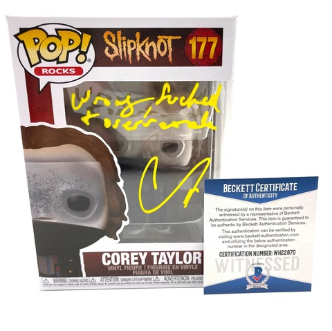 COREY TAYLOR SIGNED AUTOGRAPH SLIPKNOT FUNKO POP BECKETT BAS 29 W@W LYRICS Cover