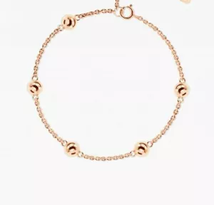 Beaded Stations Bracelet 14k Solid Gold Anniversary Gift For Women Gold Gift. - Picture 1 of 12