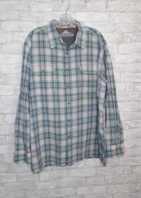 Croft & Barrow Blue Plaid Long Sleeves Button Up Vented Quick Dry Shirt Size XL - Image 1 of 4