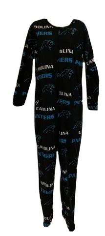 NFL Team Apparel Women’s Sleepwear Carolina Panthers Footie Pajamas Size Small Cover