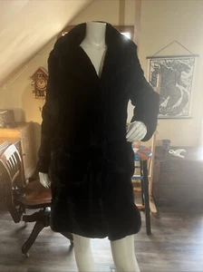 Straight To Hell Mid-Length Small Black Faux Fur Coat Soft Heavy Warm Vegan - Picture 1 of 6