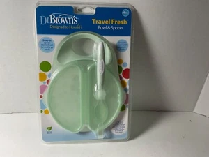 Dr. Brown's Travel Fresh Bowl & Spoon 4months+ For Infants light green Brand New - Picture 1 of 2