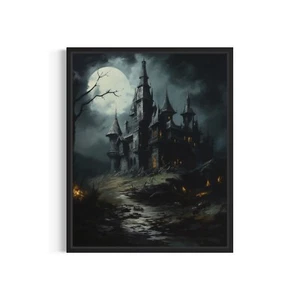 Haunted House Ghost Halloween Photo Art Print Poster Wall Art Painting - Picture 1 of 7