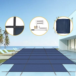 16x32ft Schwimmbadabdeckung Unterirdisch Sicherheit Winter Pool Abdeckung mit Mittelendstufe - Bild 1 von 14