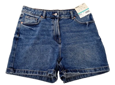PAPAYA Womens Lovely Denim Blue Mom Cotton Zip Up Shorts Size 14 MRRP - Image 1 of 4